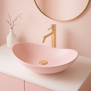 Lavoar pentru blat Rea Royal Powder Pink Matt - Img 3