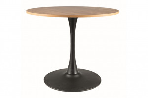 Masa rotunda Amadeo II stejar/negru mat - d90 x h76 cm - Img 1