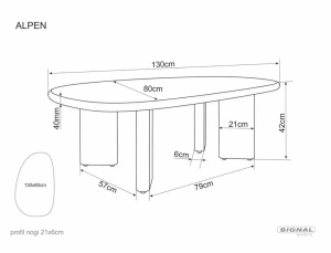 Măsuță de cafea Alpen ecru / stejar L130 x l80 cm - Img 7
