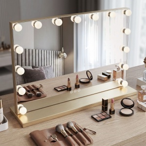 Oglindă LED HOLLYWOOD L.Gold 80x60