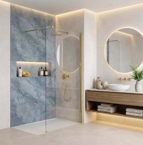 Paravan de dus Rea Flexi Transparent / Gold 70 - Img 3