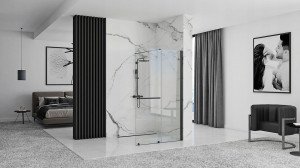 Paravan dus walk-in Cortis negru - 100x195 cm - Img 4