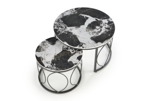 Set 2 mese de cafea Alexandra marmura neagra/negru - Img 6