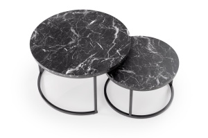 Set 2 mese de cafea Java marmura neagra/negru - Img 3