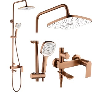 Set baterie de dus Storm cupru periat