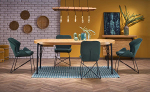 Set masa extensibila Inferno L100-300 cm + 6 scaune K458 velvet verde
