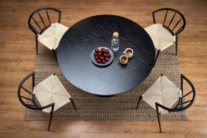 Set masa rotunda Ginter neagra + 4 scaune impletite cu sfoara K515 - Img 2