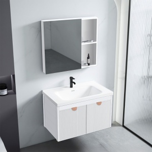Set mobilier de baie cu lavoar Mario 60cm White - Img 2