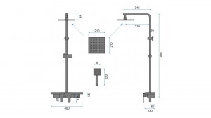 Baterie pentru dus Bravo negru mat - H 105 cm - Img 2