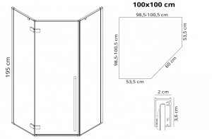 Cabina de dus Diamond negru mat 100x100 cm - Img 6