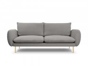 Canapea tapitata Vienna 3 locuri plusat/picioare gold – L200 x l92 x h95 - Img 6