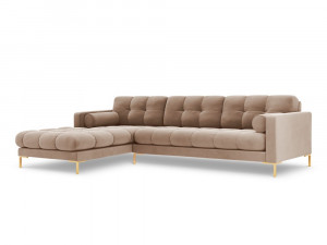 Coltar tapitat Bali 5 locuri velvet/picioare gold – L293 x l185 x h75 - Img 7