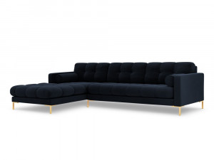 Coltar tapitat Bali 5 locuri velvet/picioare gold – L293 x l185 x h75 - Img 17