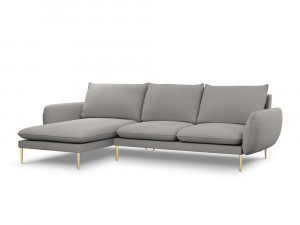 Coltar tapitat Vienna 5 locuri plusat/picioare gold – L255 x l170 x h95 - Img 3