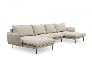 Coltar tapitat Vienna 6 locuri picioare negru – L350 x l170 x h95 - Img 4
