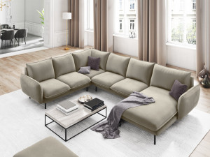 Coltar tapitat Vienna 7 locuri velvet/picioare negre – L330 x l235 x h95 - Img 2