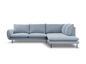 Coltar Vienna 6 locuri velvet picioare negre L275 cm - Img 2