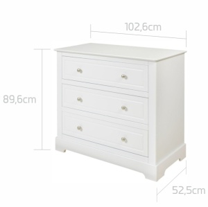 Comoda Marylou alba cu 3 sertare L102,6 cm - Img 11