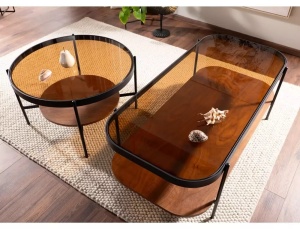 Masa de cafea Prima A chihlimbar transparent/nuc L120 cm - Img 2