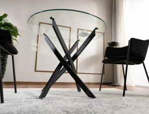 Masa rotunda Agis transparent/negru mat ø90/h72 cm - Img 2
