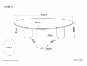 Măsuță de cafea Adelis alb lucios / nuc – L110 x l80 cm - Img 4
