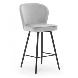 Scaun de bar Aine gri picioare negru - H70 cm