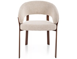 Scaun lemn tapitat Nagoja D 255 bej deschis/nuc- H79 cm - Img 2