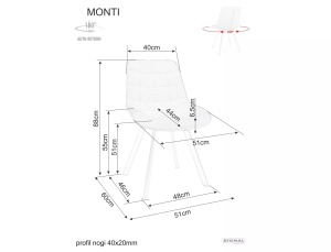 Scaun rotativ Monti velvet mustariu/negru Blu68 - Img 7