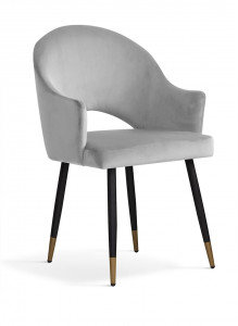 Scaun tapitat cu catifea – picioare metalice Goda Silver BL03 / Black / Gold – l54xA58xH87 cm