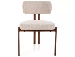 Scaun tapitat Misaki D 255 bej deschis / nuc - H81 cm