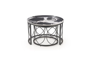 Set 2 mese de cafea Alexandra marmura neagra/negru - Img 7