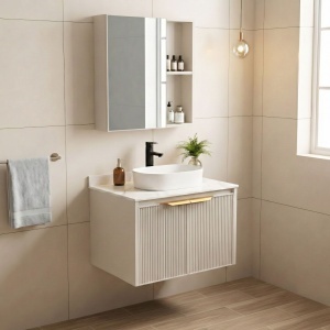 Set de mobilier de baie cu blat Marti 60cm Beige - Img 3