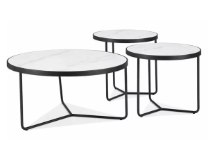Set măsuțe de cafea Demeter alb mat / negru mat ø80/h40 cm
