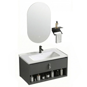 Set mobilier de baie cu lavoar Toledo 80cm Grey - Img 7