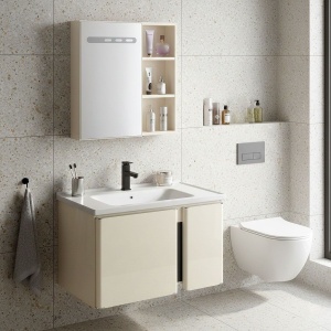 Set mobilier de baie cu lavoar Tula 60cm Beige - Img 3