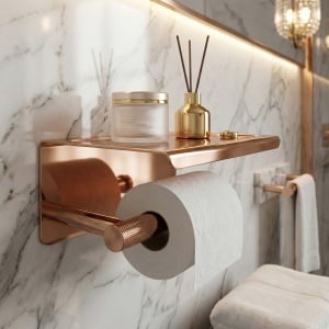 Suport pentru hârtie igienică cu poliță 6613 Modern Copper - Img 2
