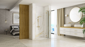 Ușă de duș Rea Hugo 80 Gold Brush + profil - Img 3