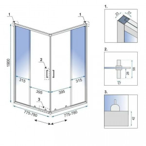 Cabina de dus Rea City 80x80 cm Gold Brush - Img 6