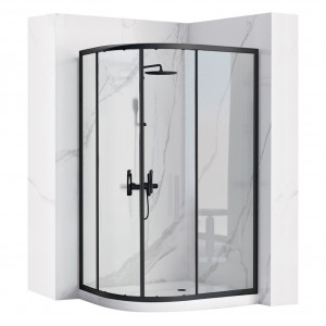 Cabina dus REA Look Black 80x100 + Cada de duș Look White