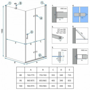 Cabina dus Rea Molier Chrom 100x90 - Img 5