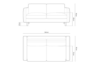 Canapea 2 locuri Eden catifea L146 cm - Img 12