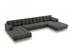 Coltar 7 locuri tapitat Bali picioare gold – L383 x l185 x h75 - Img 7