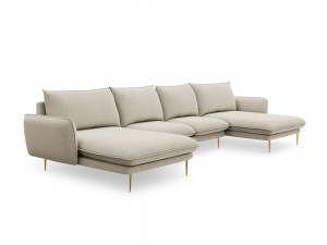 Coltar tapitat Vienna 6 locuri picioare gold – L350 x l170 x h95 - Img 4