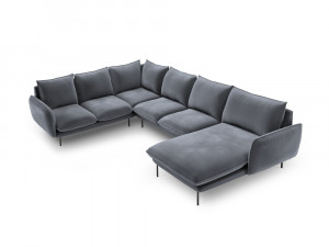 Coltar tapitat Vienna 7 locuri velvet/picioare negre – L330 x l235 x h95 - Img 12