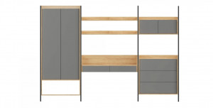 Dulap modular Mobius 1D natur/gri – H179 cm - Img 2