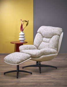 Fotoliu cu suport pentru picioare Kronos bej/multicolor H98 cm - Img 2