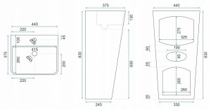 Lavoar Aris freestanding alb ceramica – H83 cm - Img 3
