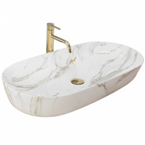 Lavoar Cleo Alb Shiny Aiax ceramica sanitara – 81 cm - Img 1