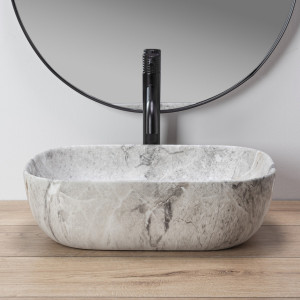Lavoar Livia Stone Marmura ceramica sanitara - 46,5 cm - Img 4