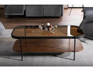 Masa de cafea Prima A chihlimbar transparent/nuc L120 cm - Img 13